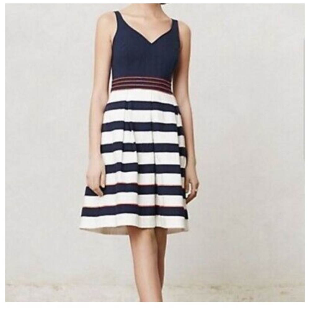 Anthropologie Leifnotes Blue Ivory Orange Dress